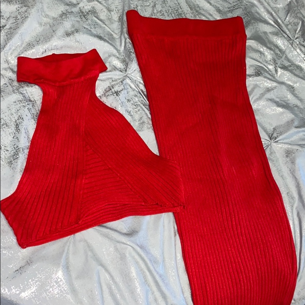 Red Two Piece skirt set